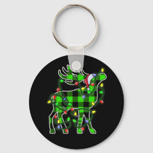 Blue Pset Buffalo Deer kerstpyjama's Sleutelhanger
