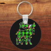 Blue Pset Buffalo Deer kerstpyjama's Sleutelhanger (Voorkant)