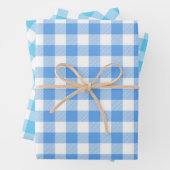 Blue Pset Gingham Inpakpapier Vel (In situ)