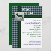 Blue Pset, Green and Silver Stag Invitation Kaart (Voorkant / Achterkant)