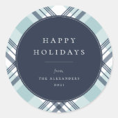 Blue Pset Pattern Holiday Ronde Sticker (Voorkant)