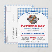 Blue Pset Vaderdag BBQ Party Invitation Briefkaart (Voorkant / Achterkant)
