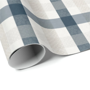 Blue Pset Winter Holiday Kerstmis Beige Cadeaupapier