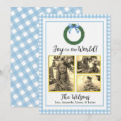 Blue Pset Wreate met Bow Kaart voor kerstfoto's (Voorkant / Achterkant)