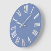 Blue Pstel Gray Metallic Silver Roman Numbers Grote Klok (Hoek)