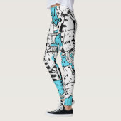 Blue Psychedelic Cat Kitten Illustratie Abstract Leggings (Links)