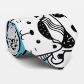 Blue Psychedelic Cat Kitten Illustratie Abstract Stropdas (Opgerold)