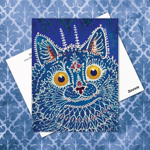 Blue Psychedelic Cat Louis Wain Briefkaart