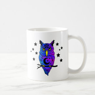 Blue Psychedelic Pagan Owl Koffiemok