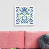 Blue Psychedelic Pattern Canvas Afdruk (Insitu (Woonkamer))