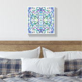 Blue Psychedelic Pattern Canvas Afdruk (Insitu (Slaapkamer))