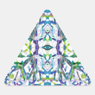 Blue Psychedelic Pattern Driehoek Sticker