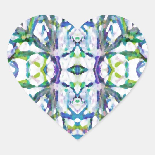 Blue Psychedelic Pattern Hart Sticker (Voorkant)