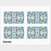 Blue Psychedelic Pattern Rechthoekige Sticker (Vel)