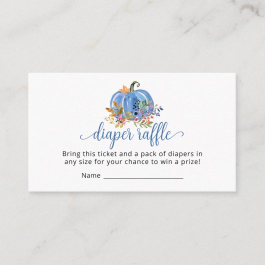 Blue Pumpkin Autumn Baby Shower Diaper raffle Informatiekaartje (Voorkant)