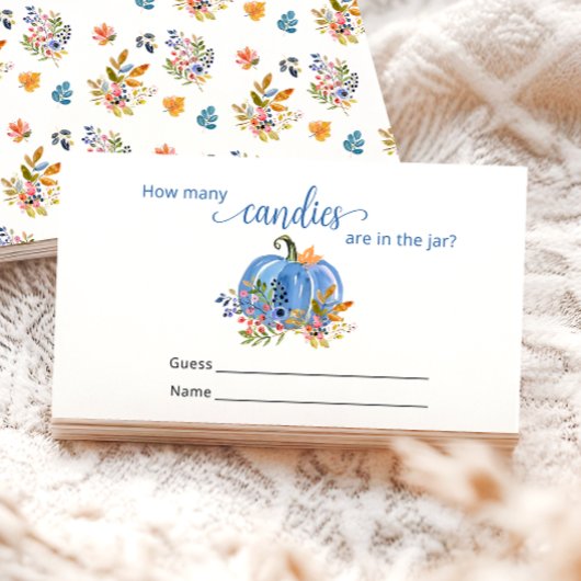 Blue Pumpkin Autumn How many Candies  Informatiekaartje