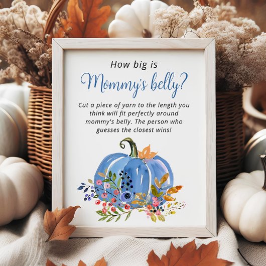 Blue Pumpkin Baby shower Hoe groot is de buik van Poster