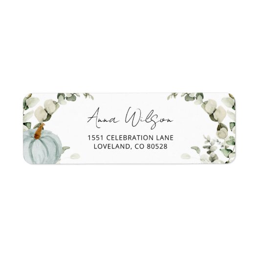 Blue Pumpkin Baby shower retouradres Etiket (Voorkant)