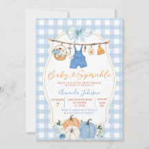 Blue Pumpkin Baby Sprinkle Uitnodiging | Herfst Ba