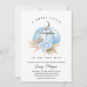 Blue Pumpkin Boho Floral Boys Baby shower Kaart