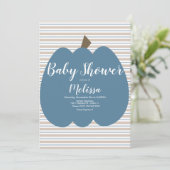 Blue Pumpkin Boy Baby shower Kaart (Staand voorkant)