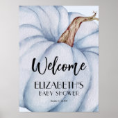 Blue Pumpkin Boy Baby shower Welkom Poster (Voorkant)