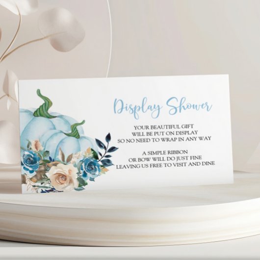 Blue Pumpkin Display Baby Shower Enclosure Card Informatiekaartje