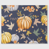 Blue Pumpkin Gift Wrap | Najaarscadeaubonade Cadeaupapier (Vlak)