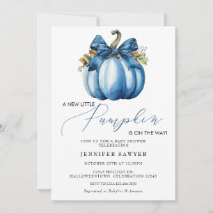 Blue Pumpkin Herfst Baby Shower Kaart