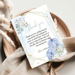 Blue Pumpkin Herfst Boy Baby shower Bedankt kaart