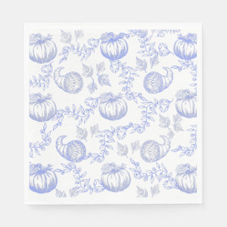 Blue Pumpkin Toile Luncheon Napkin Servet