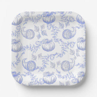 Blue Pumpkin Toile Square Bord 7 inch