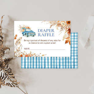 Blue Pumpkin Truck Baby shower Luier Raffle Kaart Visitekaartje