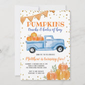 Blue Pumpkin Truck Birthday Invitation Kaart (Voorkant)