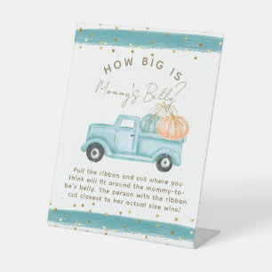 Blue Pumpkin Truck Guess Mom Buikdouche Game Reclamebord Met Voetstuk