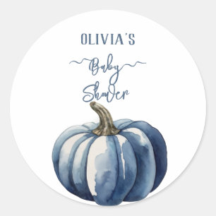 Blue Pumpkin Waterverf Boho Baby Boy Shower Ronde Sticker