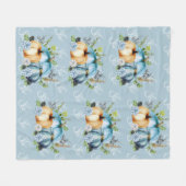 Blue Pumpkin Waterverf herfst Fleece Deken (Voorkant (Horizontaal))