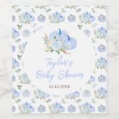 Blue Pumpkins Floral Baby shower Wijn Etiket (Enkel label)