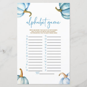 Blue Pumpkins Herfst Alphabet Baby shower Game