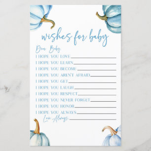 Blue Pumpkins Herfst Wensen voor Baby shower Game