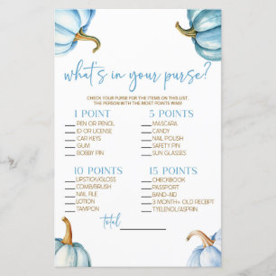 Blue Pumpkins Wat zit er in Purse Baby shower Game