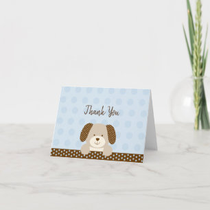 Blue Puppy Baby shower Bedankkaart
