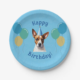 Blue Puppy Dog Verjaardag Paw-ty Papieren Bordje