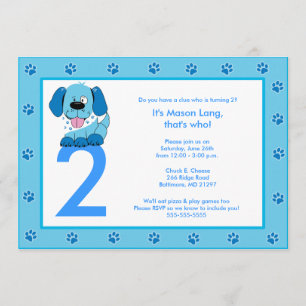 BLUE PUPPY Paw Print 5x7 uitnodiging op zaterdag