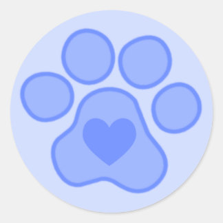 Blue Puppy Paws Heart Sticker