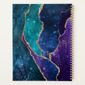 Blue Purple Aqua Gold Veines Agate Monogramme (Dos)