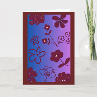 Blue Purple & Burgundy Floral Design Kaart