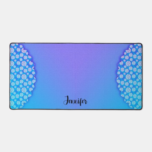 Blue Purple Design Votre Nom Bureau Mat (Recto)