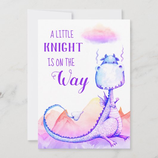 *~* Blue Purple Dragon Baby Boy Shower Invitation (Devant)