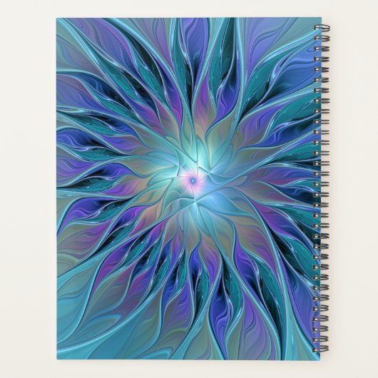 Blue Purple Flower Dream Abstract Fractal Art Planner (Achterkant)